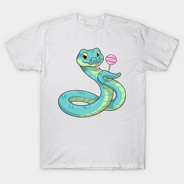 Snake with Lollipop T-Shirt by Markus Schnabel